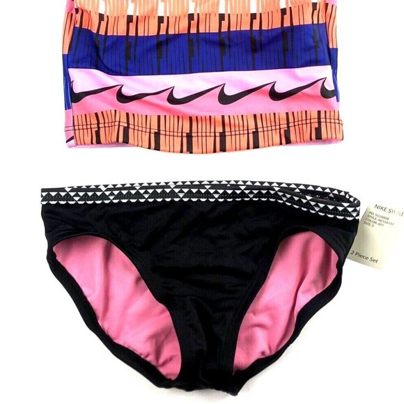 Nike Girls Crop Top Rash Guard Shirt And Bikini Bottom Set Multicolor Size Small - Picture 2 of 5